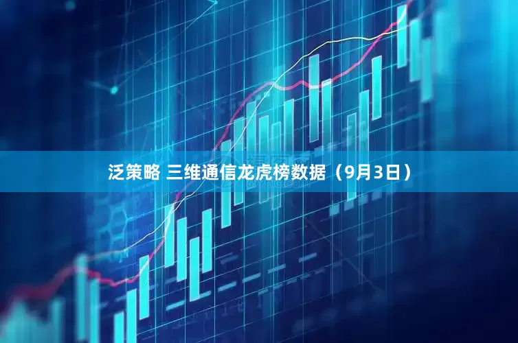 泛策略 三维通信龙虎榜数据（9月3日）
